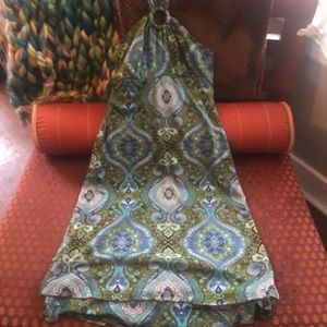 Blue/green paisley halter dress